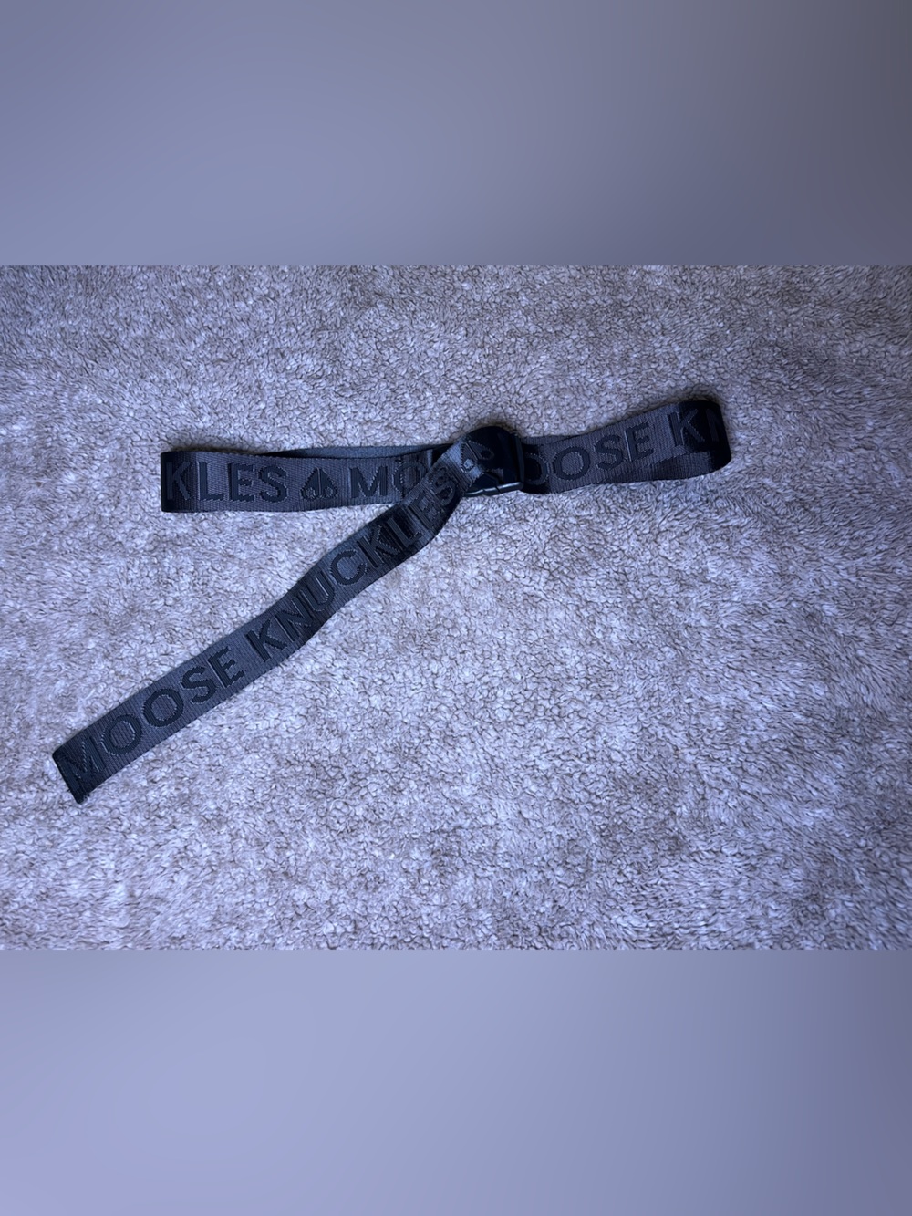 Moose Knuckles Embossed Black Logo Webbing Belt
